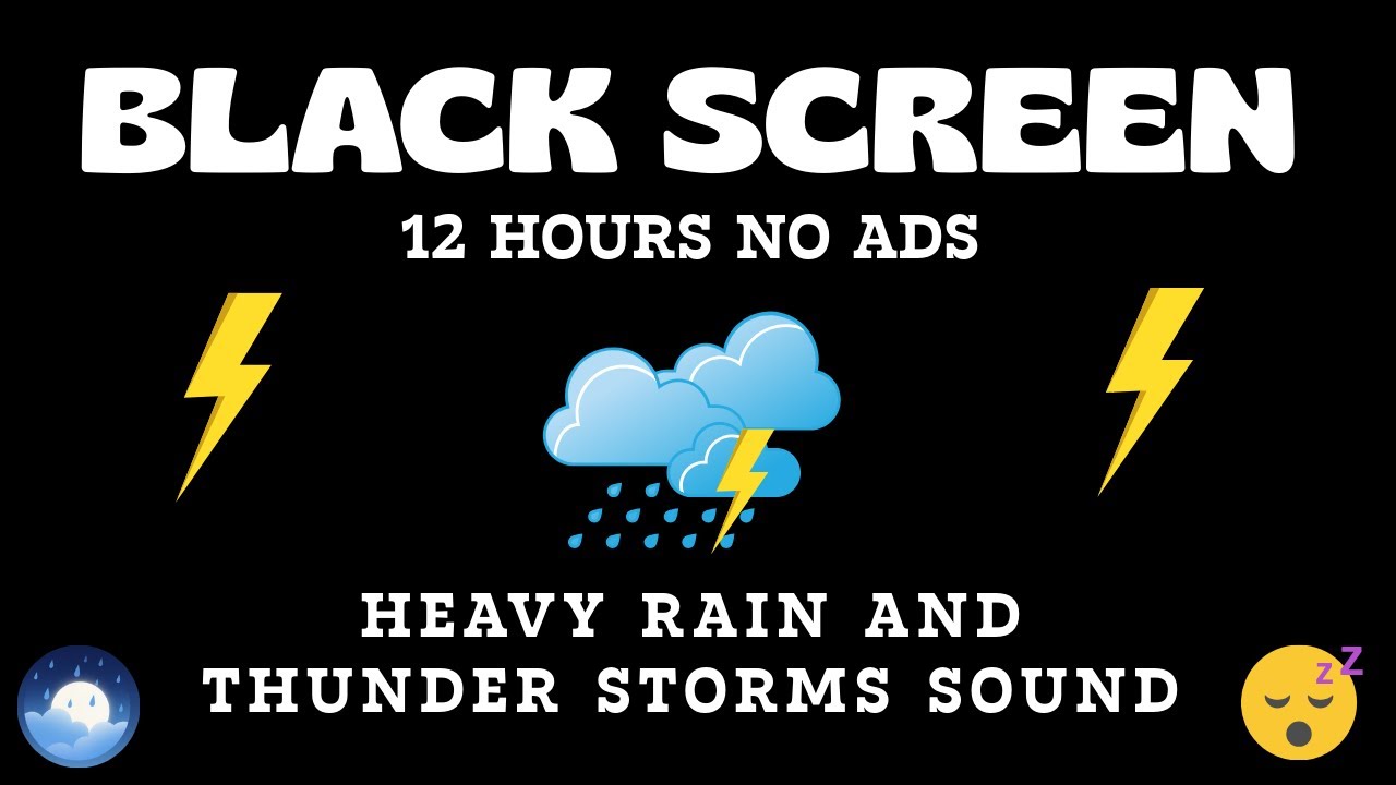 ⛈️ Black Screen Sleep Storm Live: 12H Heavy Rain & Thunder Sounds (No Ads)