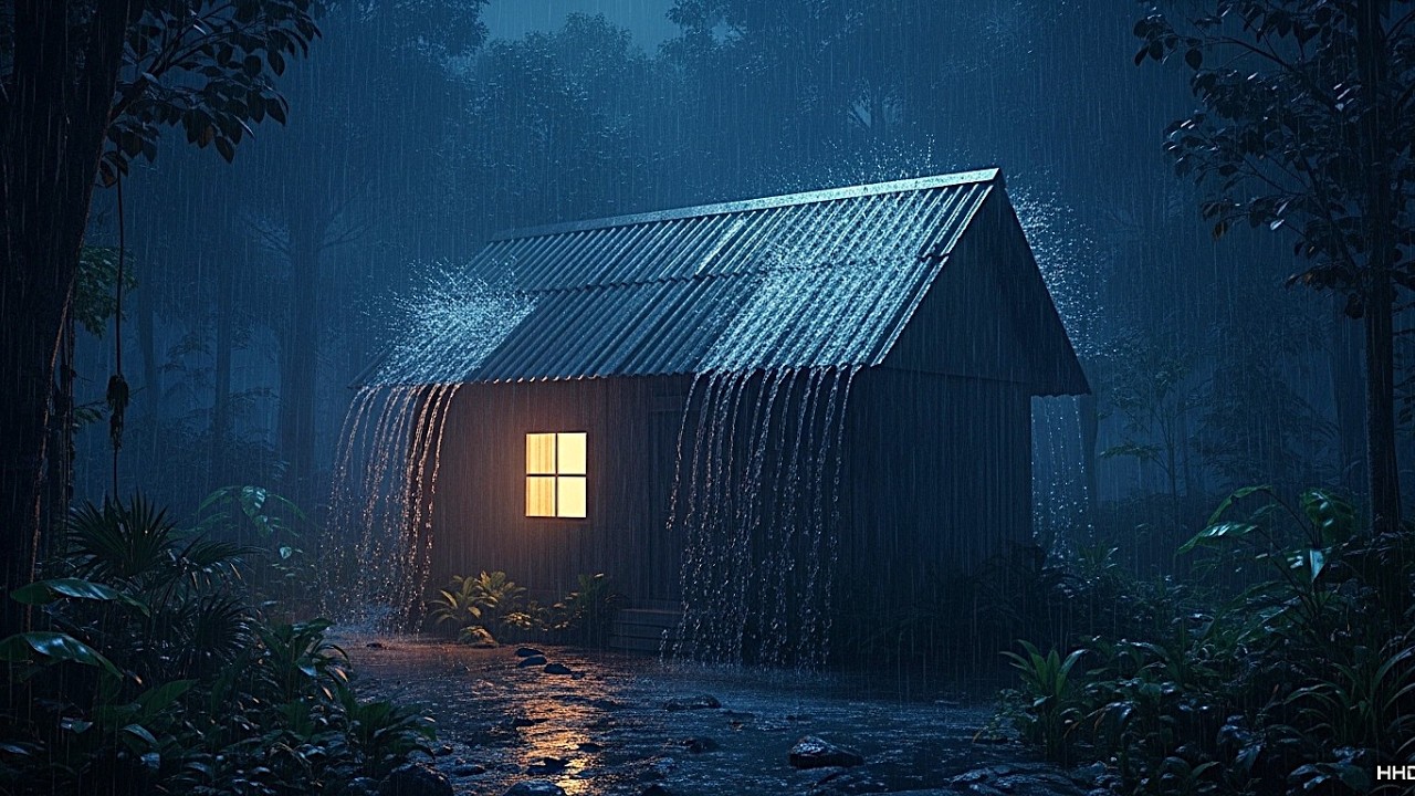 Powerful Rainstorm on Metal Roof 🌧️ Night Sleep Sounds for Chronic Insomnia5️⃣