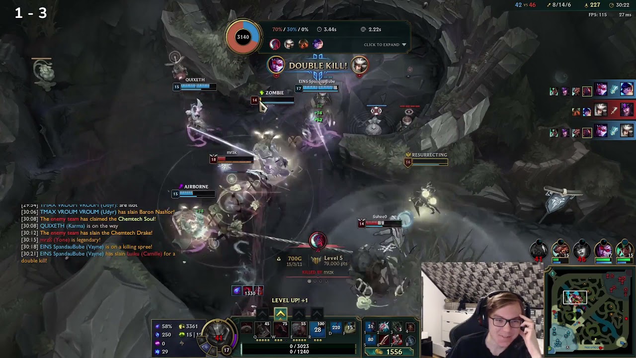 Bausffs can't believe Vayne got pentakill against Chemtech soul