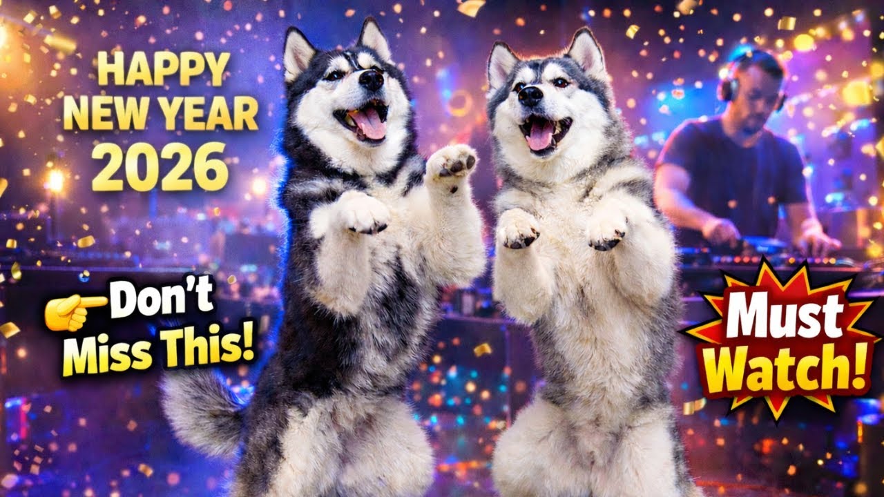 New Year Song 🎶 Husky Dance Video 🐺 | Cute & Funny Dog Dancing to New Year Music 2026