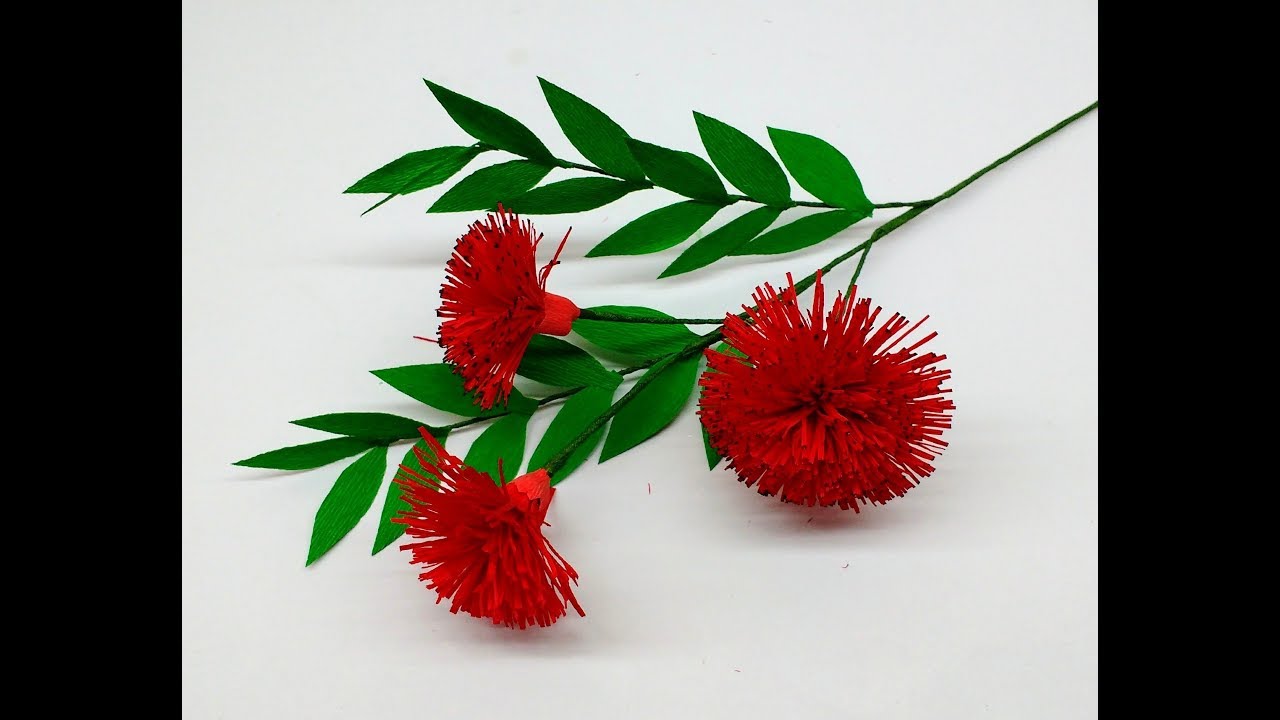 How to make Crepe paper flowers Powder Puff / calliandra haematocephala (flower # 252)