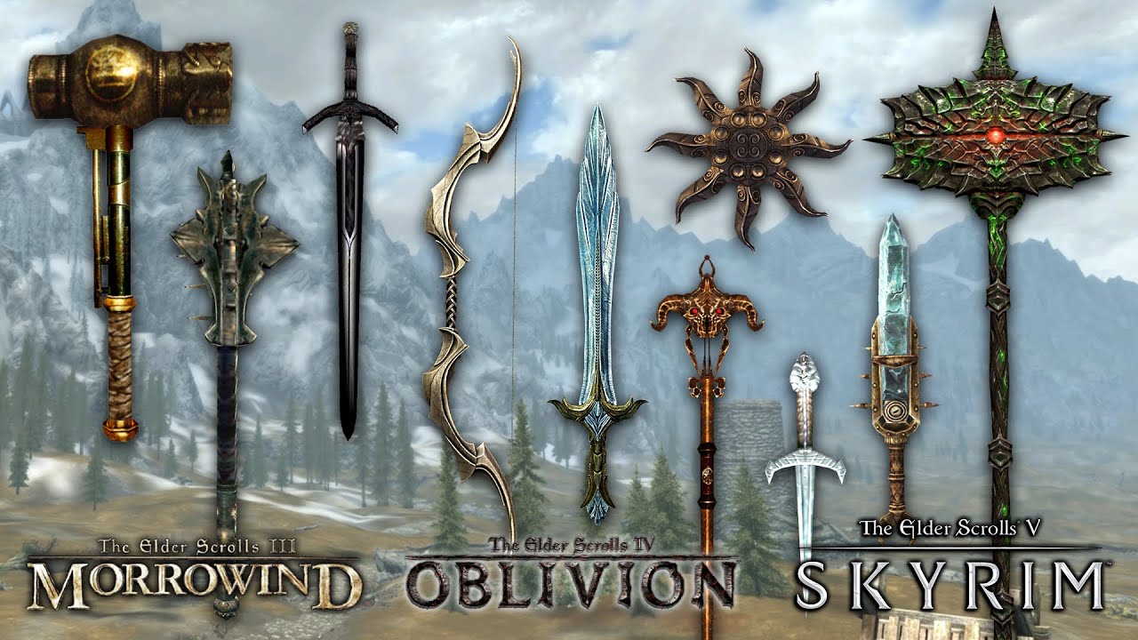 Morrowind vs. Oblivion vs. Skyrim - Weapon Artifacts Comparison