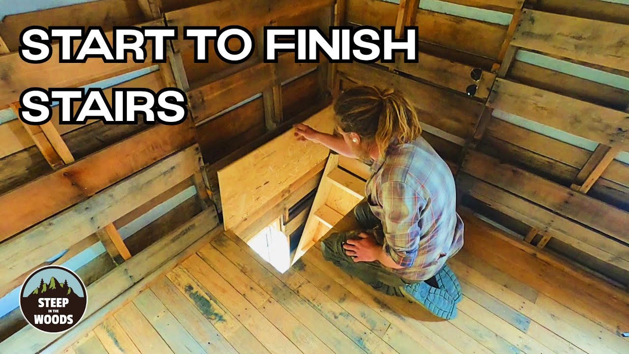 Building Tiny House Stairs - Pallet Tower Build