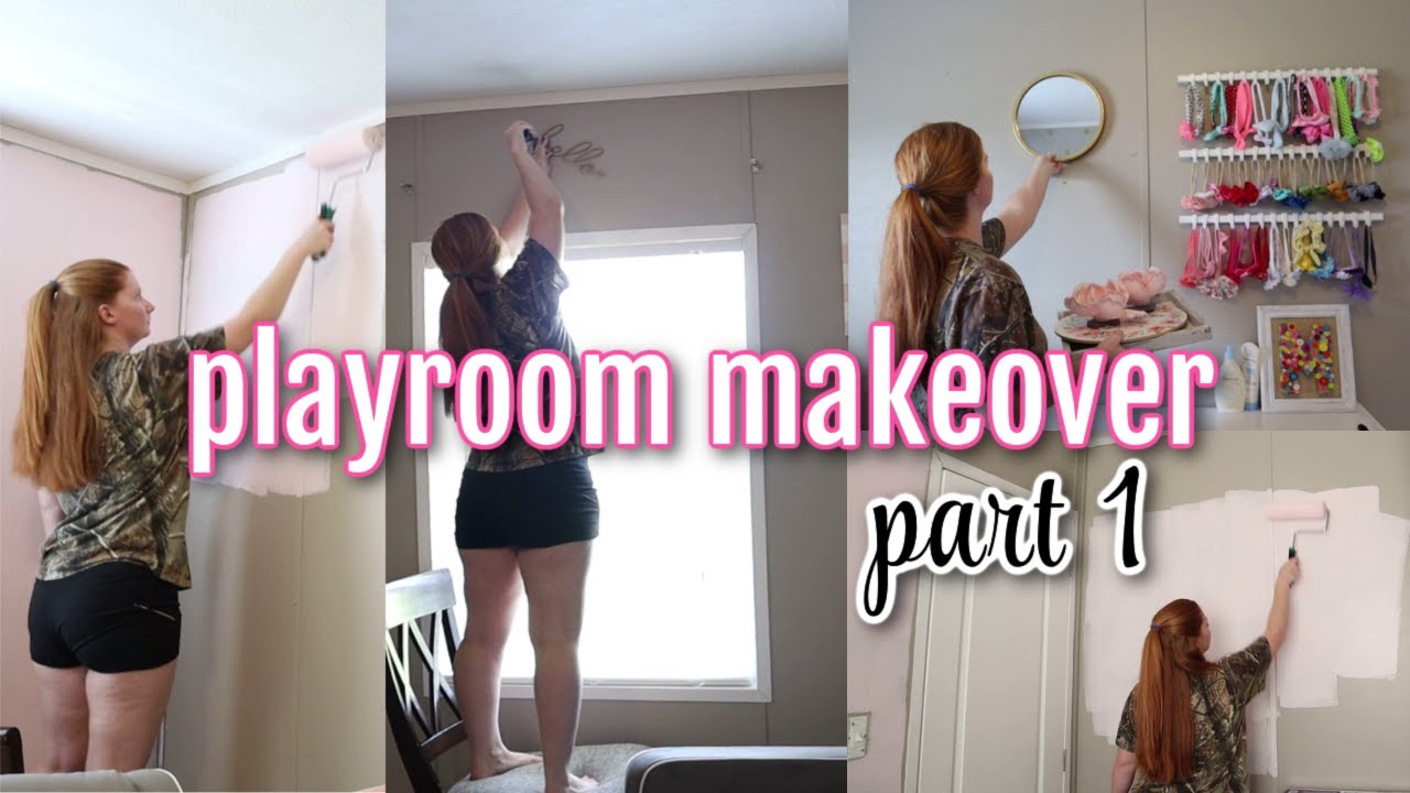 🏠✨️MOBILE HOME MAKEOVER | Girl's Playroom makeover 2023 | Part 1 | Painting + Prep + Ideas