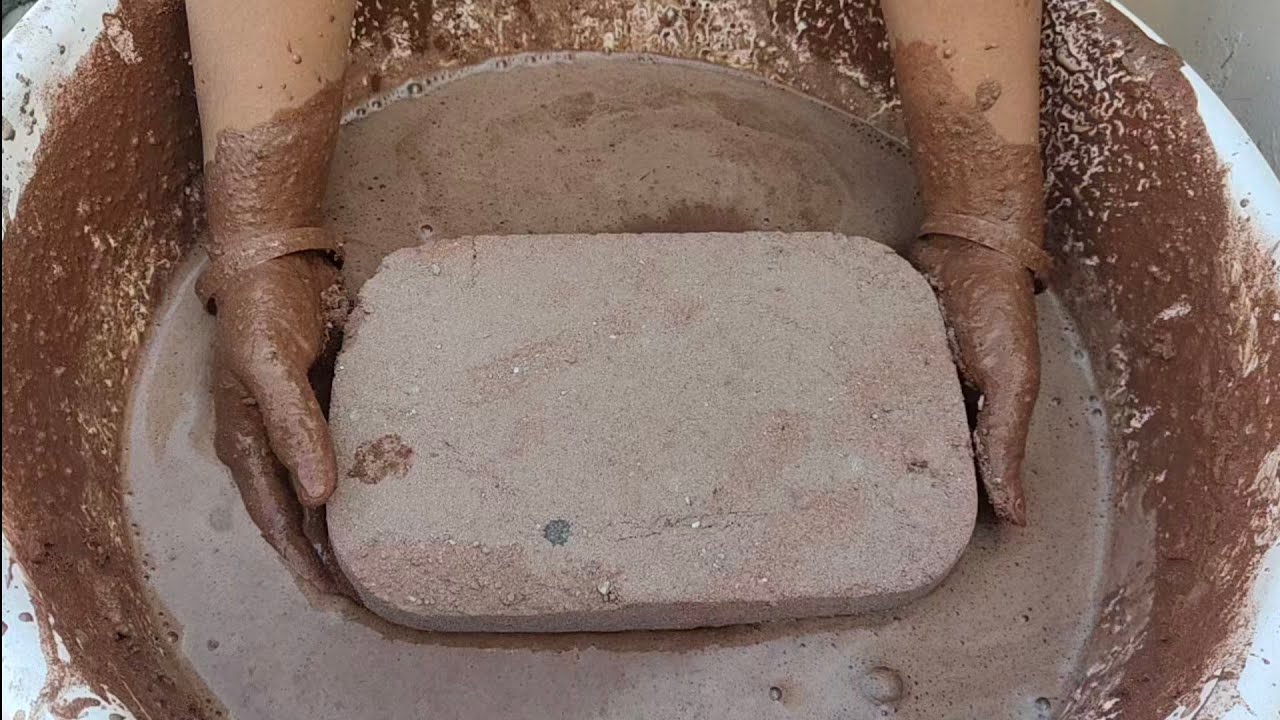 Asmr - Huge blocks of soft red dirt crumbling in lots of water 💦 ‎@saasmr585