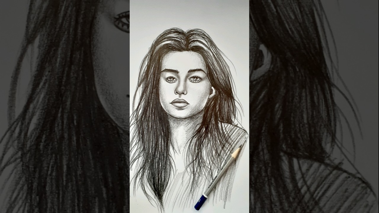 Girl portrait sketch in Minutes with pencil / Sketch art 