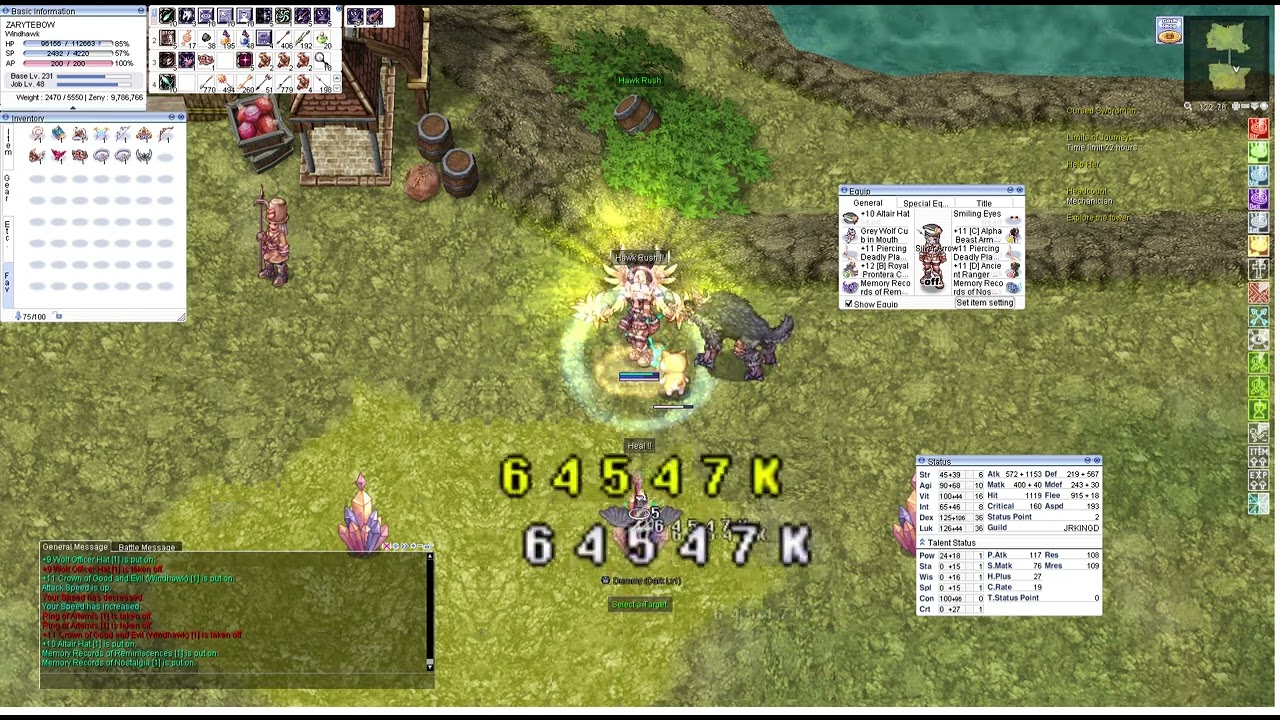 Windhawk Hawk Rush With Aimed bolt VS Crescive Bolt iRO Chaos Server
