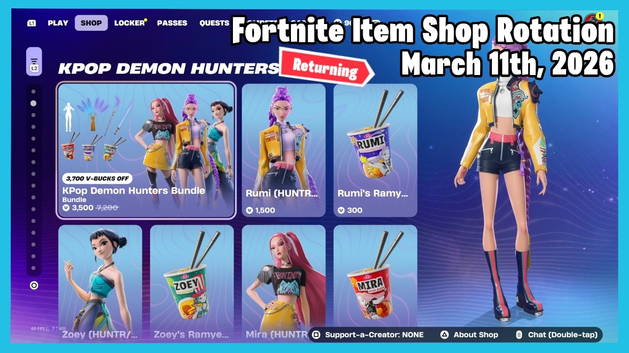 Kpop Demon Hunters Returns | Fortnite Item Shop Rotation Today - March 11th, 2026