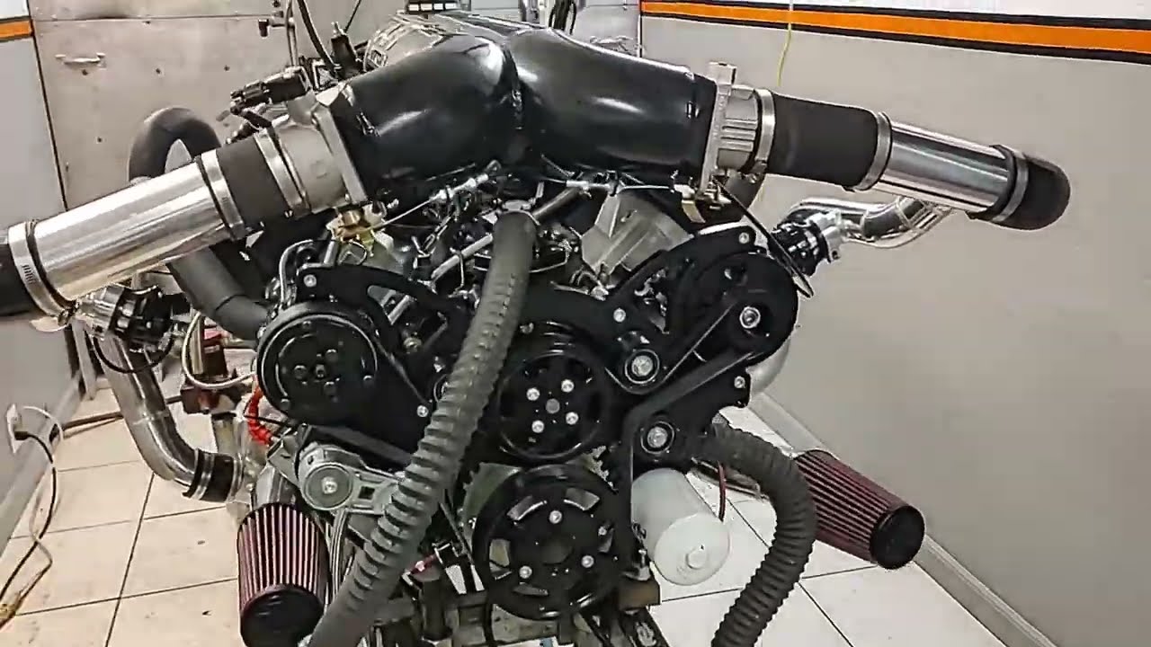 1200HP pump gas 383 low deck BB Twin Turbo Mopar on the Engine Dyno