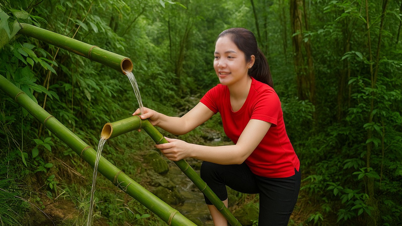 Rewind Timelapse 🌿 Building Bamboo Water Pipe for Farm Life & Cooking | Bushcraft Skills [4K]