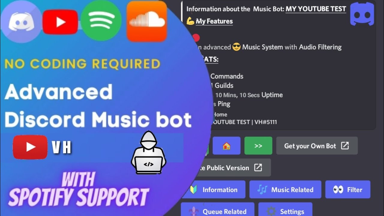 How To Make A Discord Advance Music Bot With Buttons | No Coding  | V H #discordbot #musicbot
