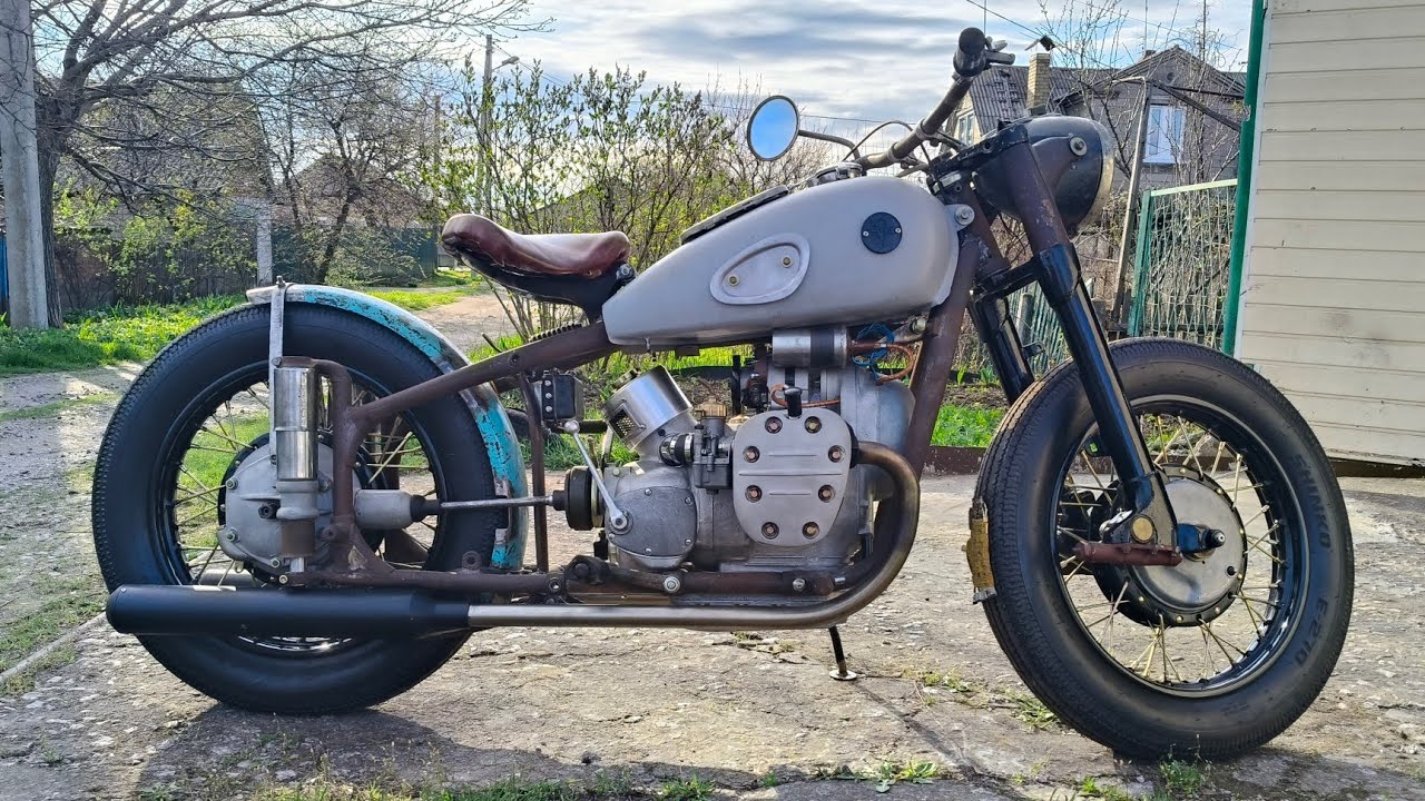 Ретро боббер из М-72 с двигателем К-750 12 вольт.Воздушный фильтр. Bobber M-72 with K-750 engine.