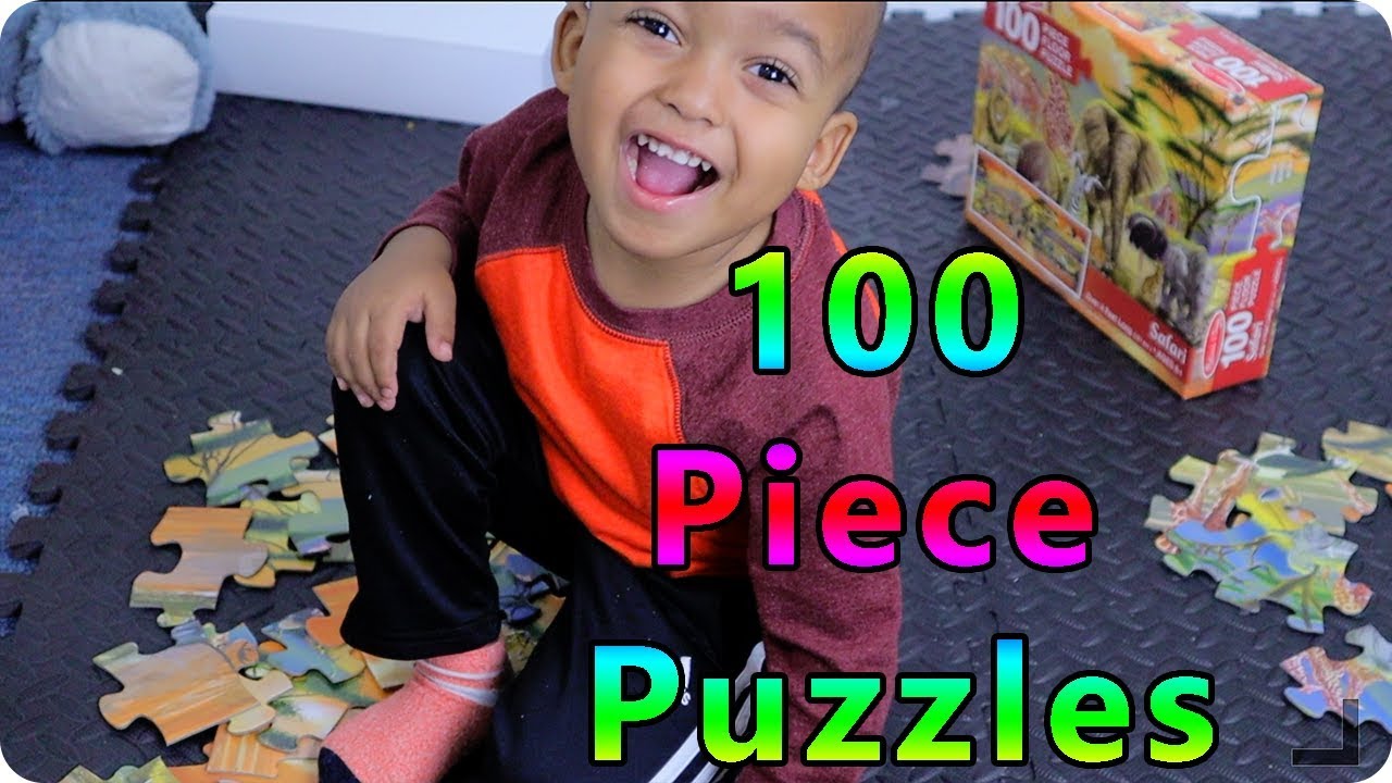 Kids do 100 PIECE Animal Puzzle - Videos for Kids
