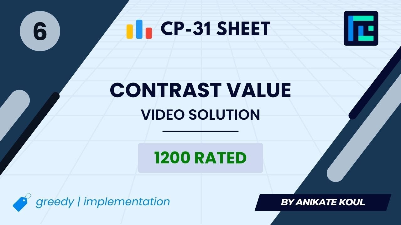 #6 Contrast Value | Video Solution | 1200 Rated | TLE CP-31 Sheet | Best Codeforces Problems