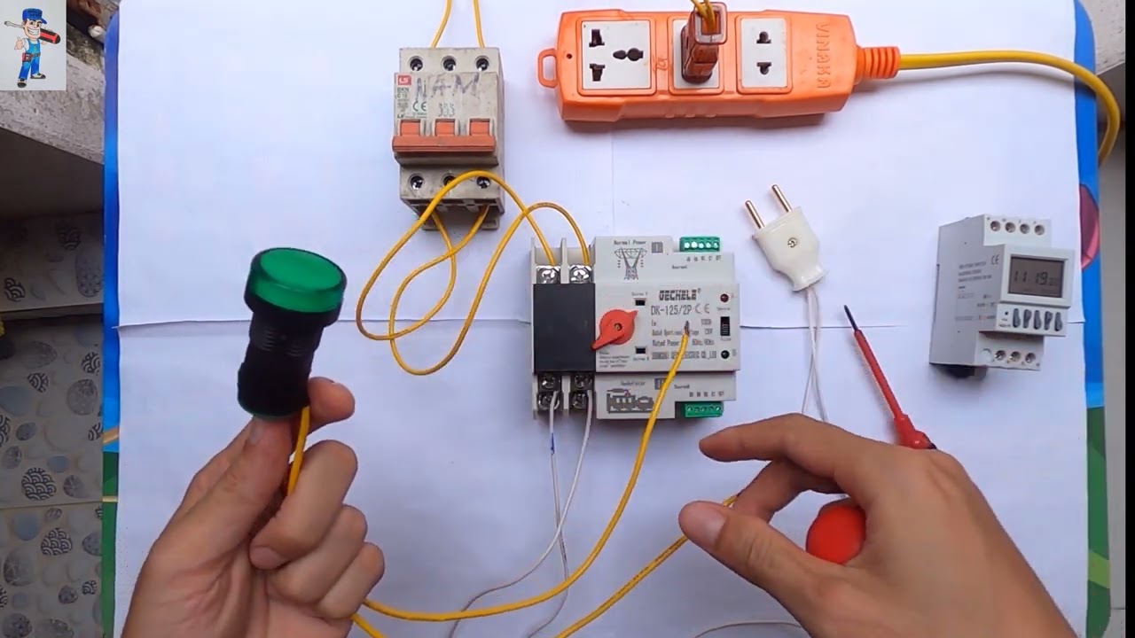 Cách đấu nối ATS 1pha 100A kết hợp NKG-5 chuyển đổi luân phiên 2 công tơ điện hoặc là nguồn dự phòng