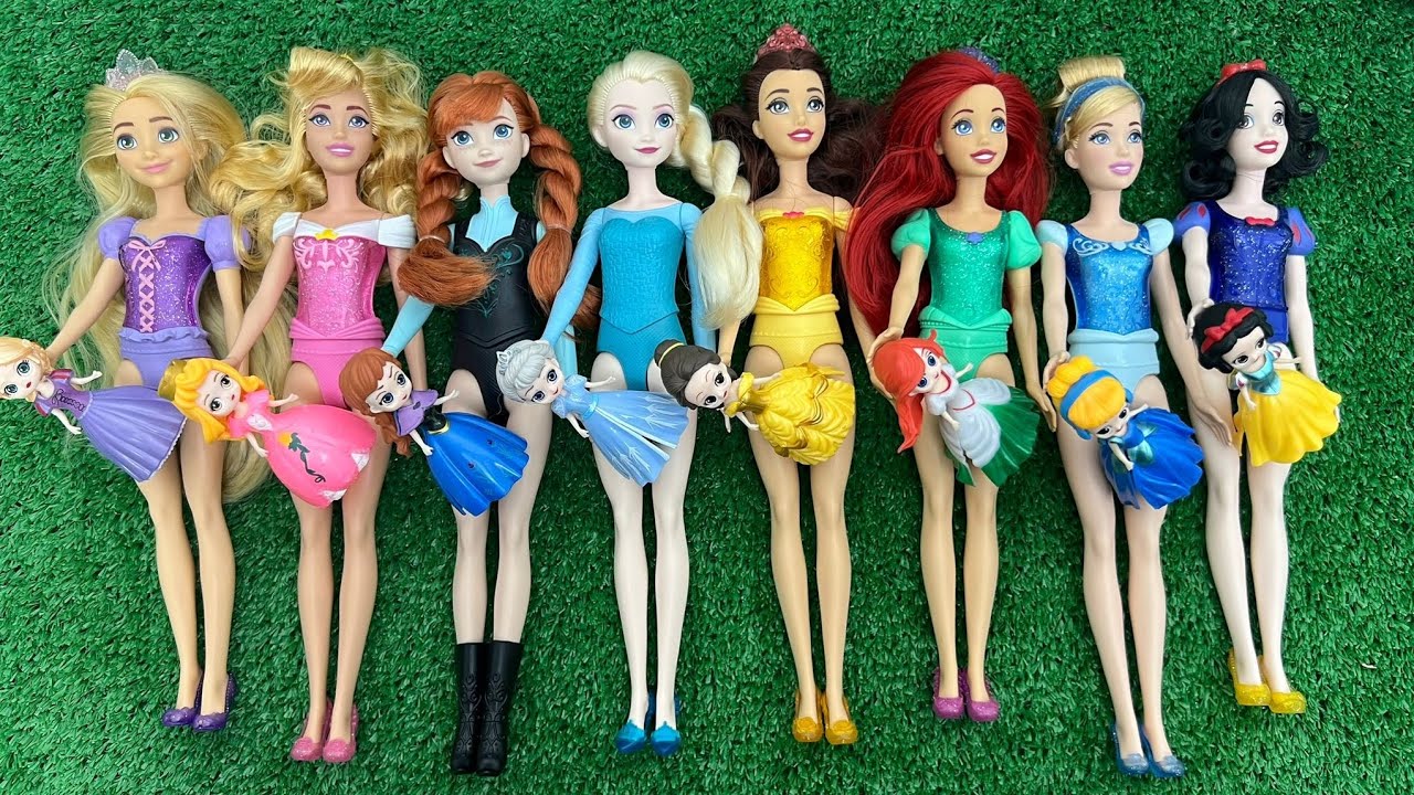 Looking For Disney Princess,  Mix Rainbow Dress! 9 MYSTERY SURPRISES Dolls Satisfying Video ASMR   K