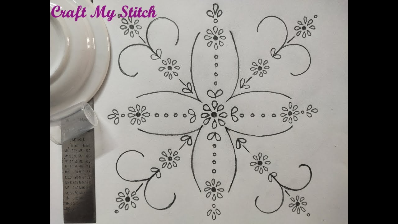 Design drawing for bed sheet, pillow cover and table cloth - Hand embroidery designs