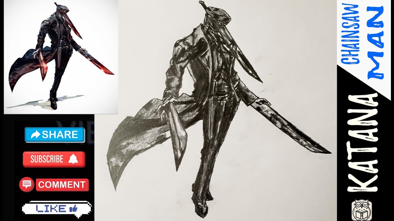 Drawing Katana Man Full Body | Anime Chainsaw Man Art & Pencil drawing Tutorial