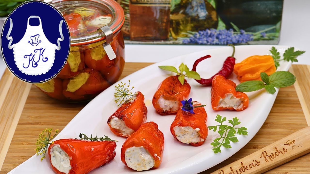 Antipasti - gefüllte Minipaprika mit Frischkäse, selber zubereiten