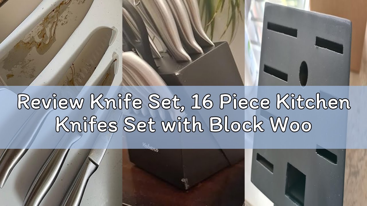 Review Knife Set, 16 Piece Kitchen Knifes Set with Block Wooden, German High-Carbon Stainless Steel