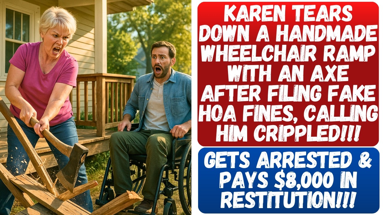 KAREN TEARS DOWN A HANDMADE WHEELCHAIR RAMP WITH AN AXE AFTER FILING FAKE HOA FINES!!!