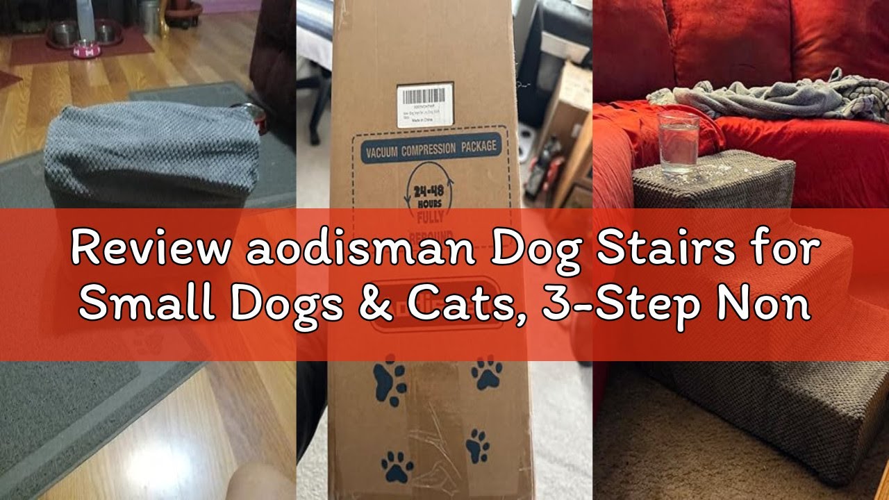 Review aodisman Dog Stairs for Small Dogs & Cats, 3-Step Non-Slip Pet Steps for Couch Sofa and Chair