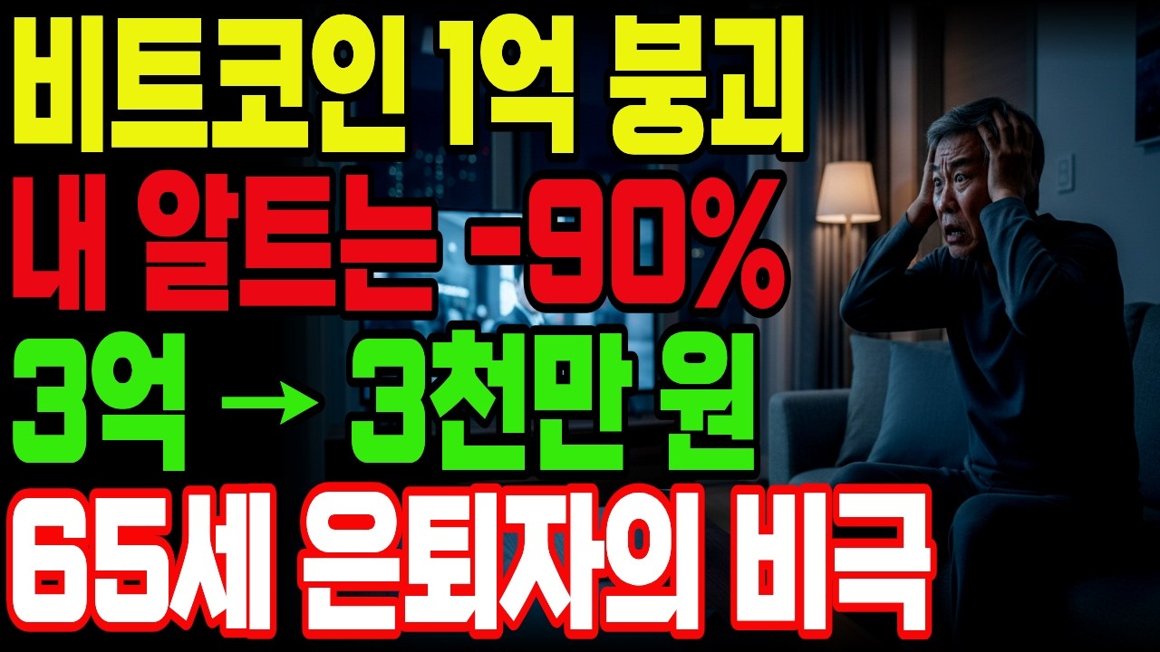 비트코인 1억 아래로 대폭락! 알트코인 버티다 전세금까지 날렸습니다. 전재산 3억 잃은 60대 은퇴자의 처참한 최후