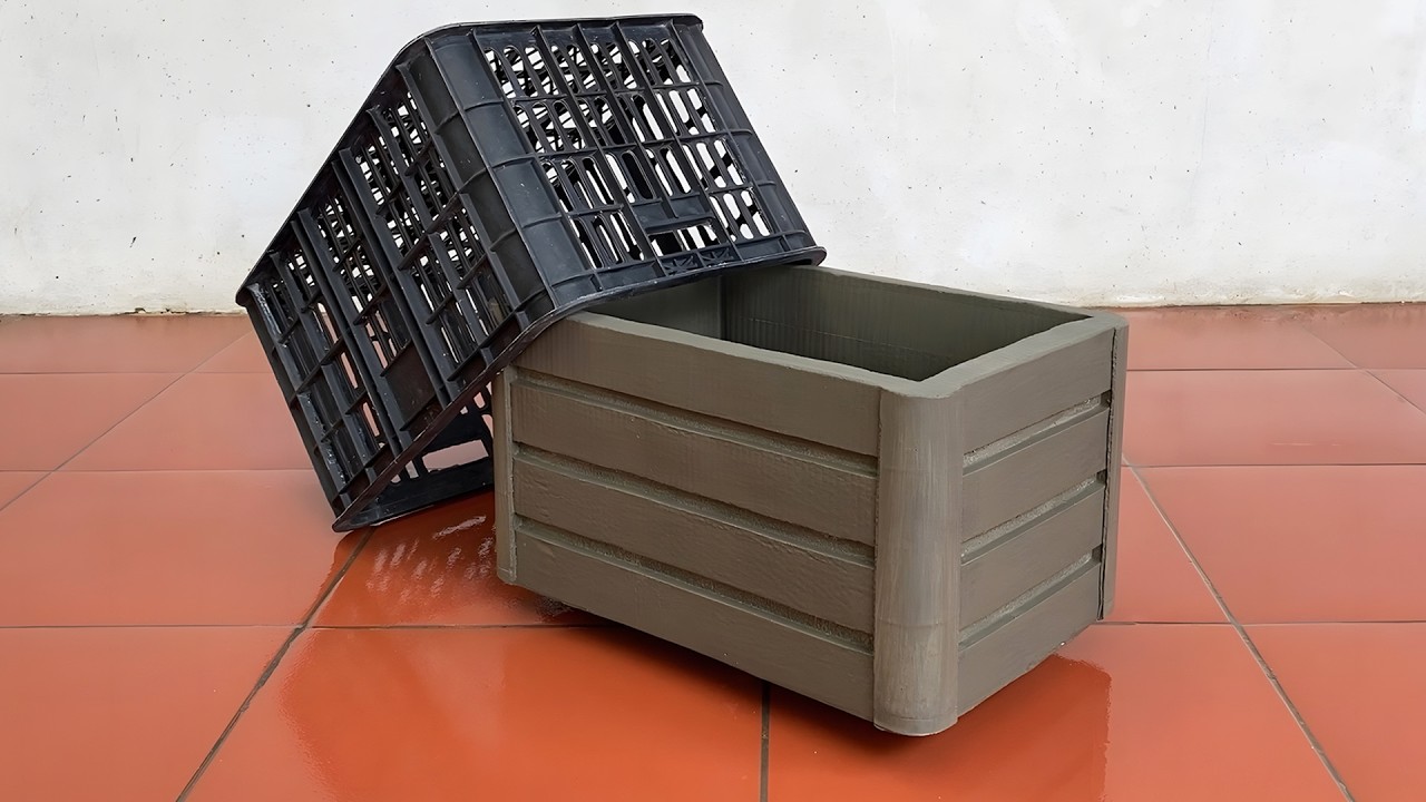 How to reuse old plastic trays into beautiful decorative artwork with cement at home