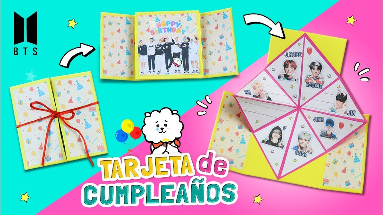 DIY KPOP ☆ ¡Haz una TARJETA de CUMPLEAÑOS de BTS! Regalo PERFECTO para una amiga ARMY l Fabbi Lee