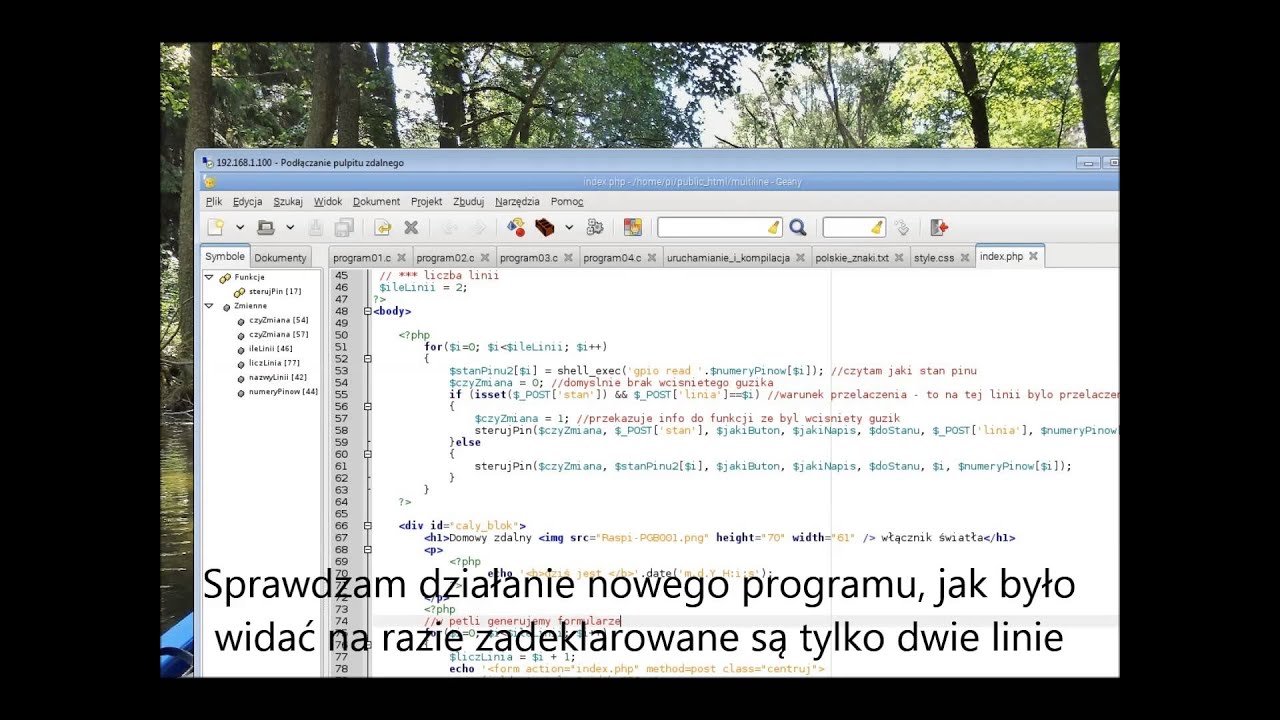 Raspberry Pi 2 sterowanie oświetleniem wielu linii WiringPi GPIO PHP