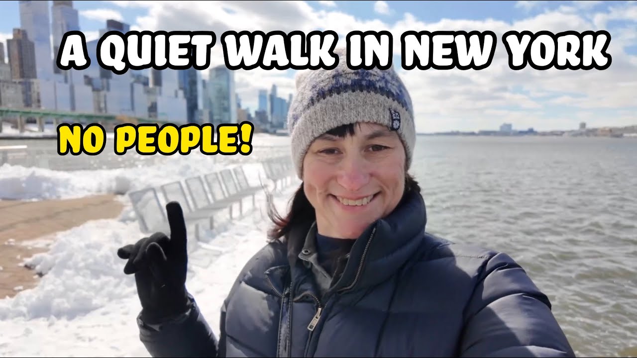 A snowy walk along Hudson River! New York City.