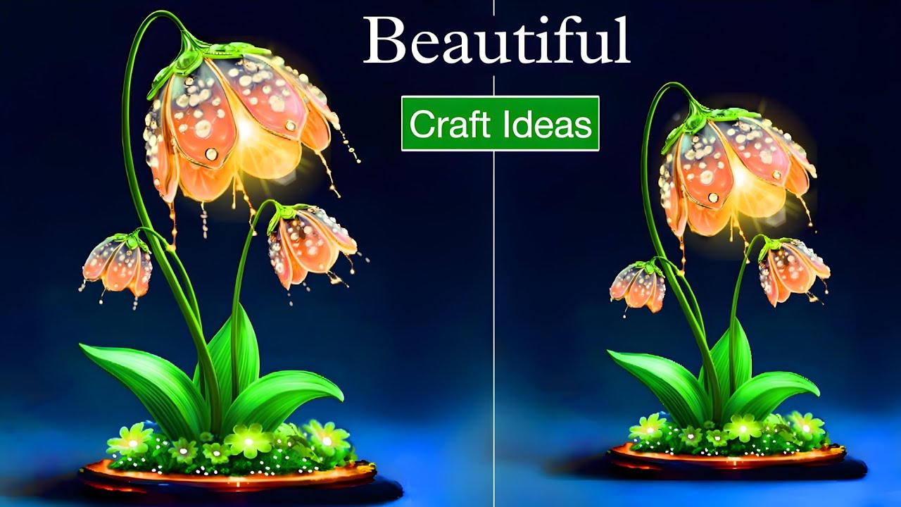 DIY Fake Glass Looking Tulip Lamp | Plastic Bottle Craft Ideas | Easy To Make 🌷😍