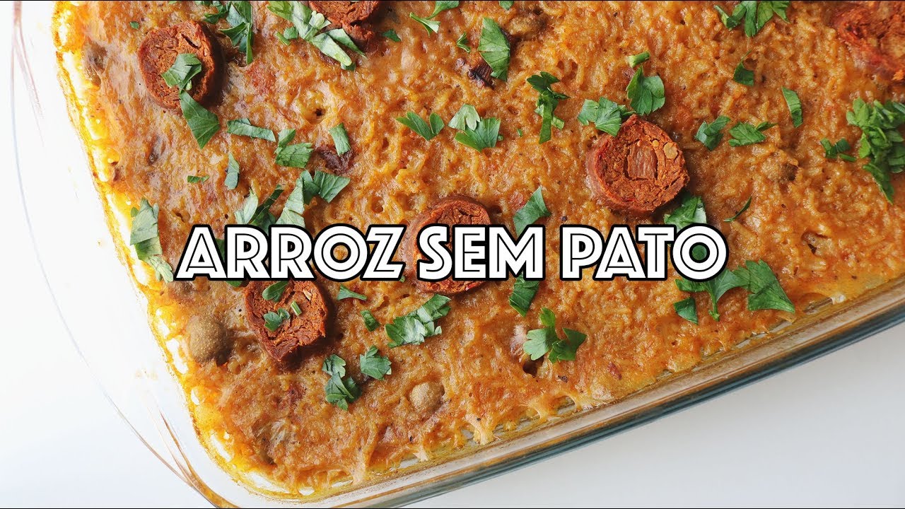 Arroz sem pato (arroz de pato vegano com carne de cogumelos)
