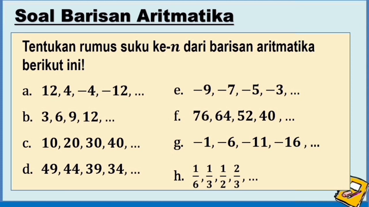 Menentukan Rumus Suku Ke-n Barisan Aritmatika