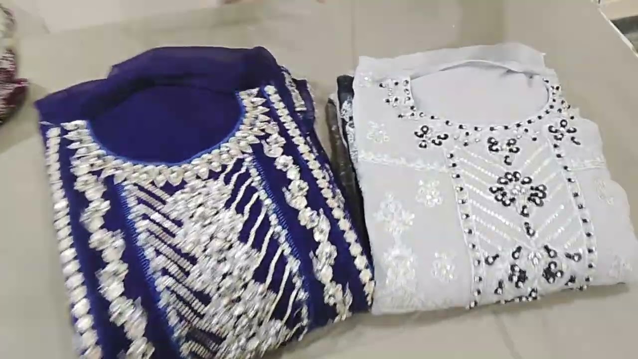 Heavy EMB chiffon semi stitched brand suits 3 pcs emb Eid collection ✨
