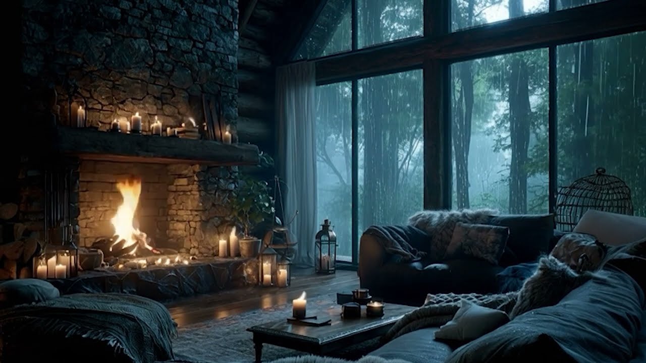 Rainstorm Sound and Log Cabin for Relaxing, Focus or Deep Sleep | Nature White Noise | 3 Hour Video