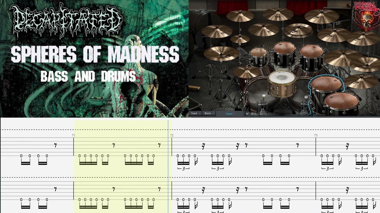 Decapitated - SPHERES OF MADNESS (Standard C#) -  MIDI Bass & Drums - Backing Track with TABS.