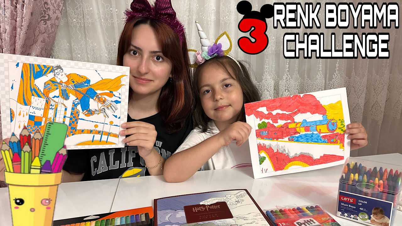 3 RENK BOYAMA CHALLENGE ZEYNEP HİRANUR | 3 MARKER CHALLENGE  ماما جابت بيبي - جنى مقداد | طيور الجنة