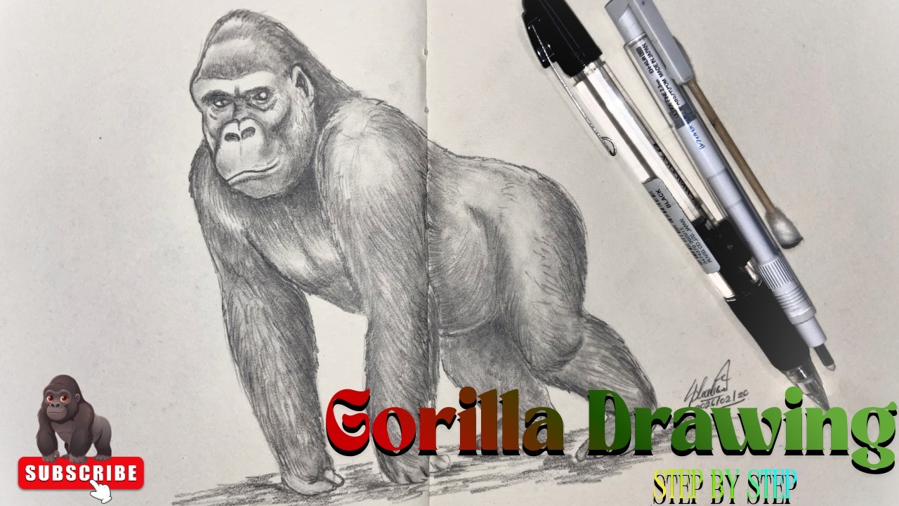 🦍How to Draw a Gorilla Step by Step | Realistic Pencil Sketch