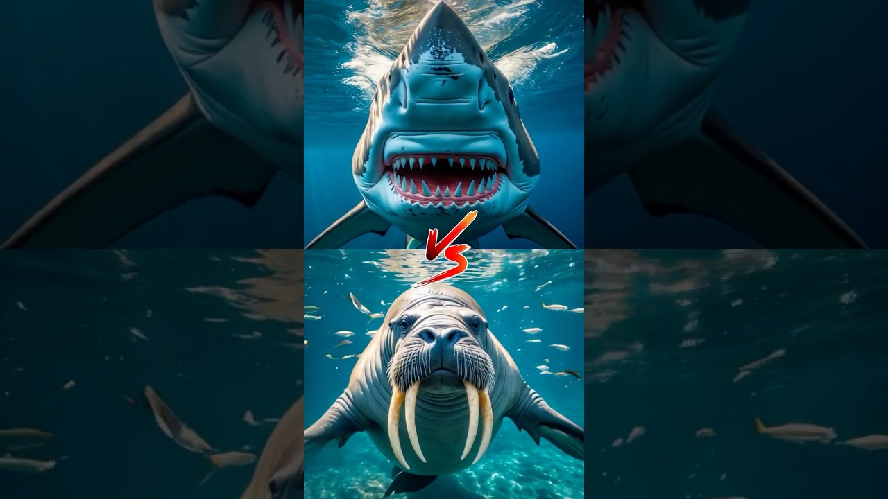 Great white shark vs orca killer whale vs (tiger shark, walrus, sea lion, dolphin, white whale)