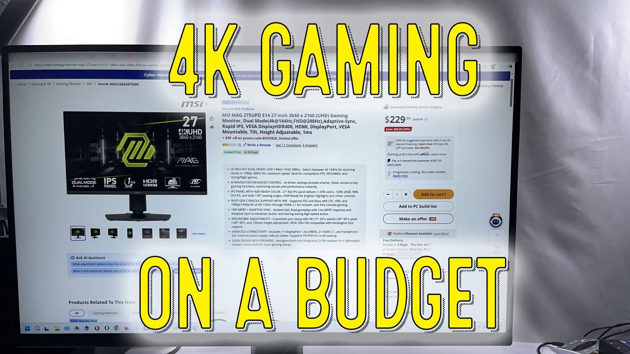 Gaming In 4K On A Budget: My MSI MAG 275UPD 27
