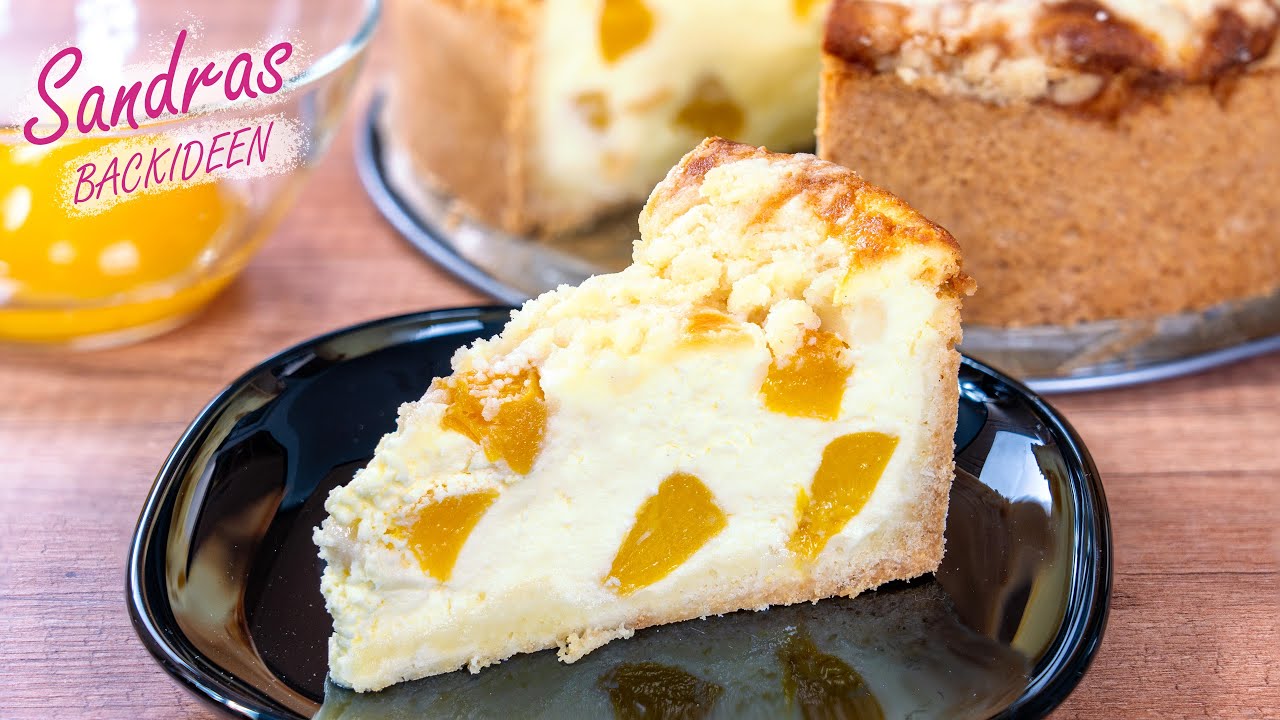 K&auml;sekuchen mit Pfirsichen und Streusel | Quarkkuchen