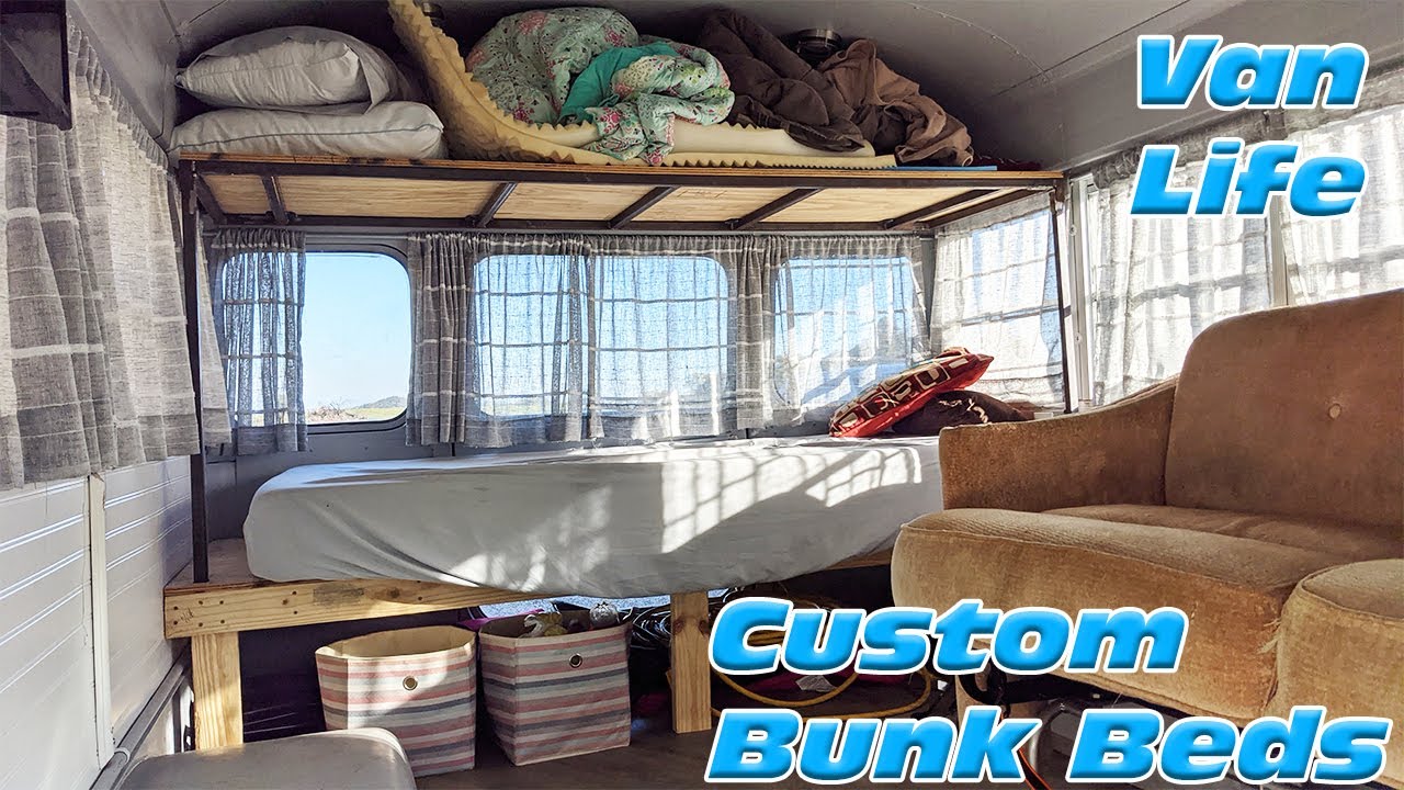 Collapsible / Hinged Bunk Beds ~ Short Bus RV Conversion