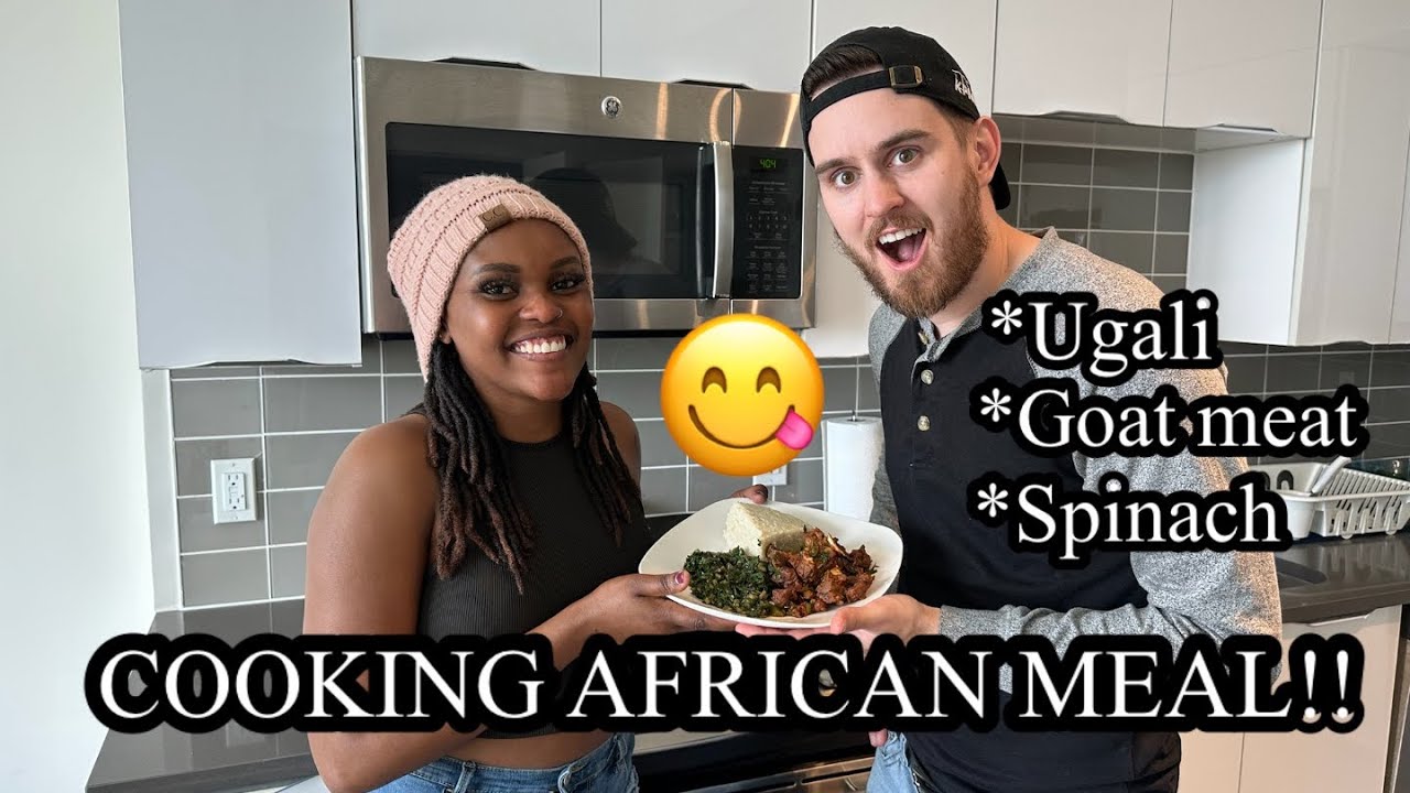 AMERICAN BOYFRIEND TRYING AFRICAN FOOD FOR THE FIRST TIME 🔥 || *Ugali + Wet fry Goat Meat*