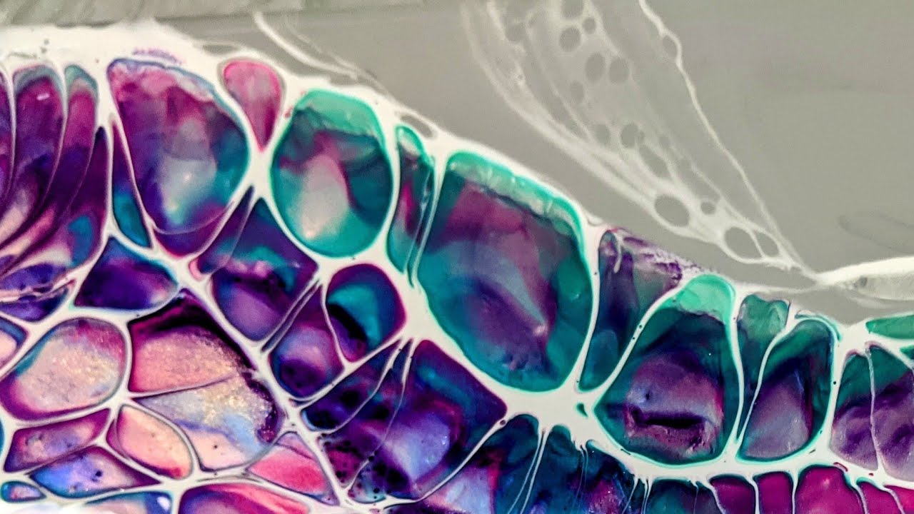 (118) 'Amaranth' ~ Large Triangle Canvas ~ Bloom Swipe Sheleeart Technique  ~#TLP ~ Acrylic Pour