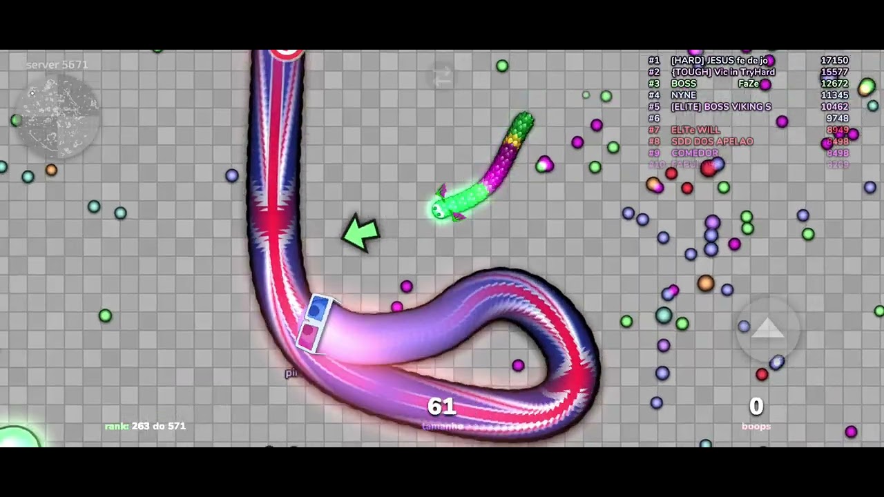 Slither.io Mobile (YTB3) DRAGAO LENDARIO CAÇANDO PULGA PRA SE COÇAR.