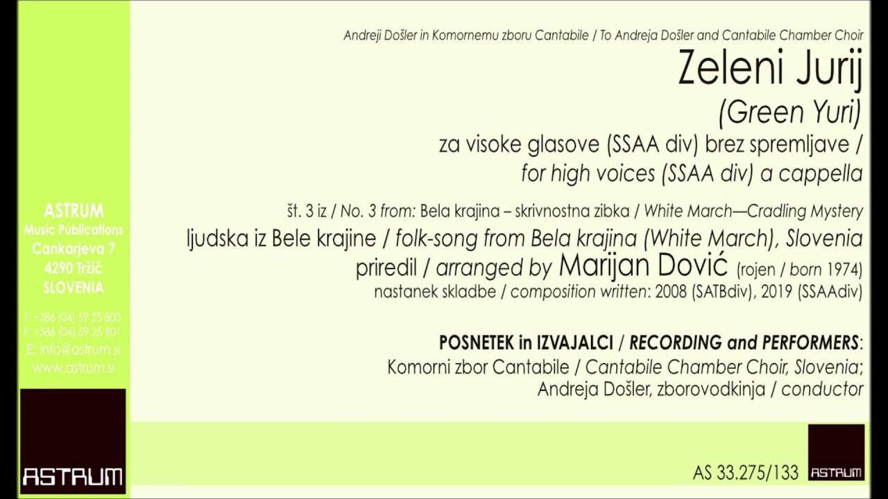 Dović Marijan prir./arr.: ZELENI JURIJ (Green Yuri) - SATBdiv (2008)