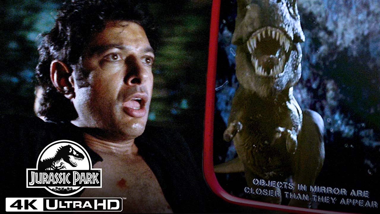 名シーン特集 |『ジュラシック・パーク』 T-レックスがジープを追跡！（4K HDR)