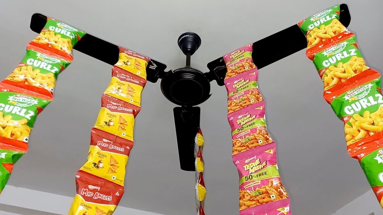 Ceiling Fan Experiment with chips 🍟 Crompton Super Briz Deco Fan (48 inch) Ceiling Fan Expriment