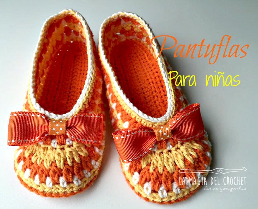 Como hacer pantuflas a crochet para niñas de 3 a 4 años